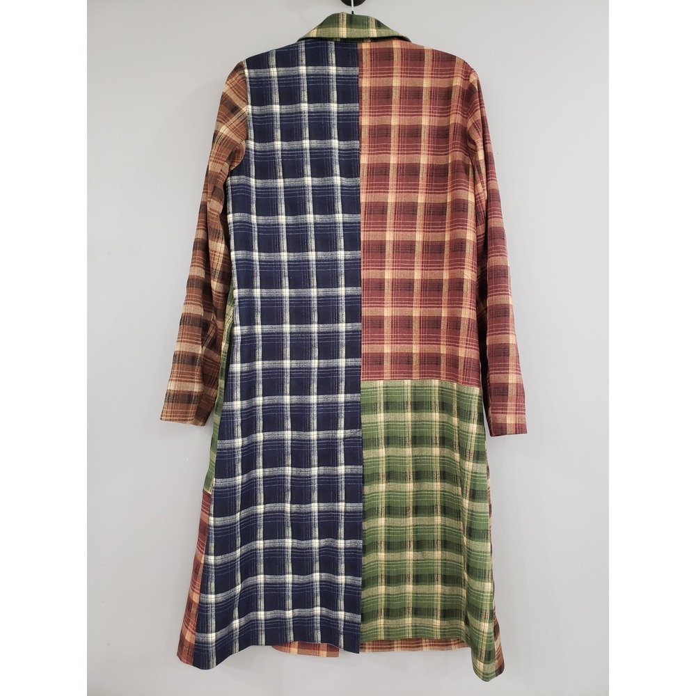 NWOT Current Mood Plaid Button Up Long Sleeve Plaid Coat Small Fall Peacoat - Picture 6 of 7